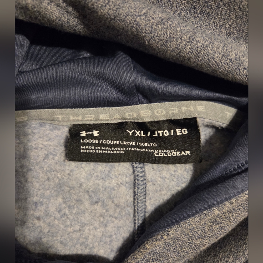 Under Armour Heather Grey Unisex Pullover Hoodie Sz Youth XL - Picture 7 of 10